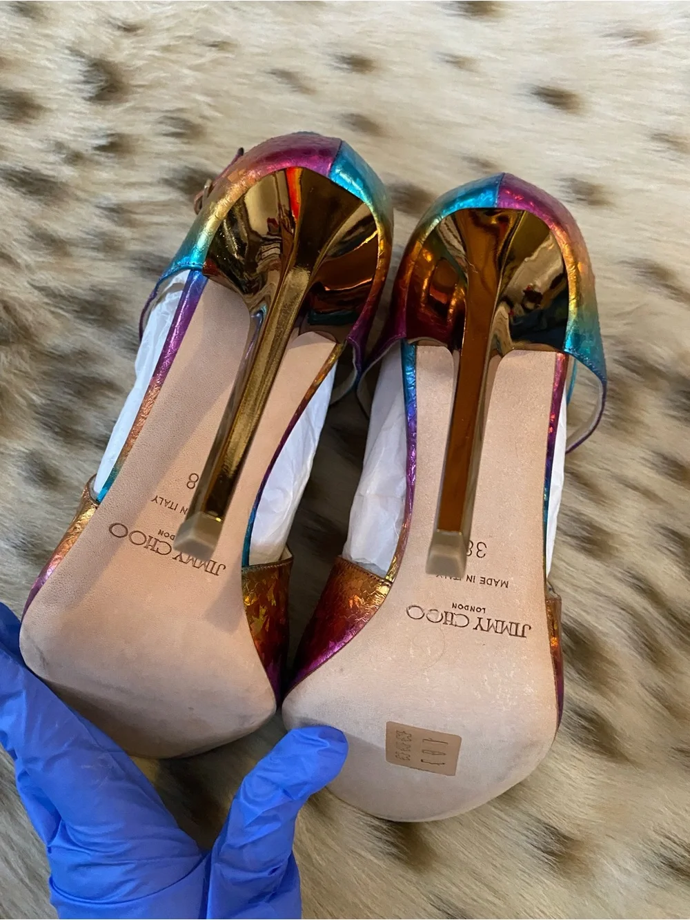Rare Jimmy Choo Rainbow Panama Stiletto High Heels w Box - Picture 8 of 15